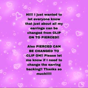 Pierced earring backings to clip on &clip on to pierced also to hypoallergenic